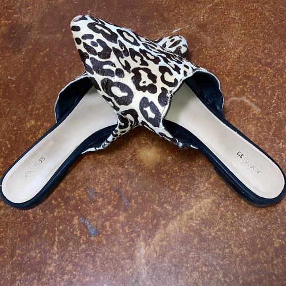 GUC Women’s Joe’s Harper Leopard Calf Hair Slides Mules Flats Sz 8.5 - Picture 3 of 8
